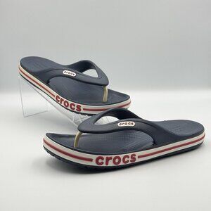 Crocs Bayaband Flip Flop Men 6 Women 8 Navy Blue Red White Sandals